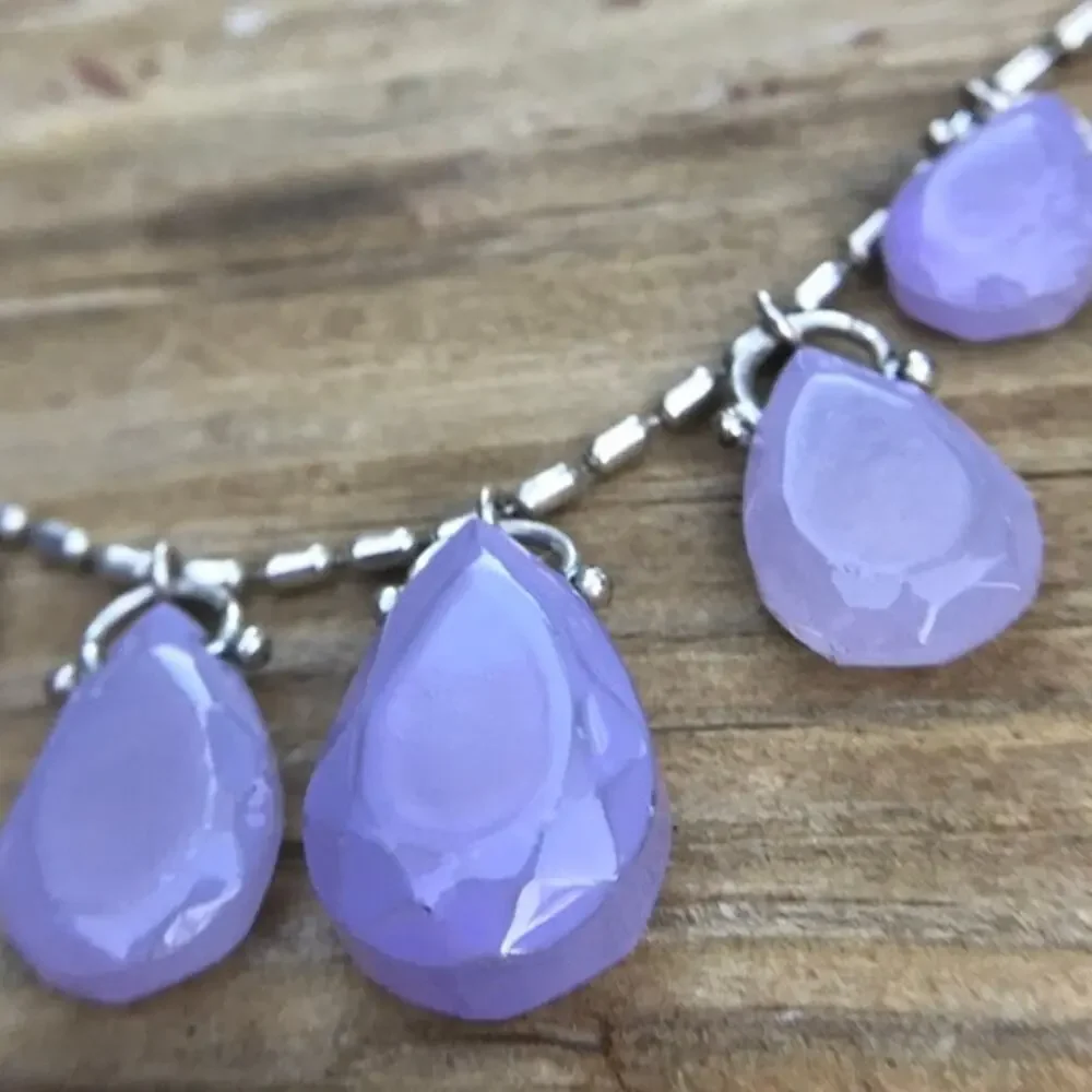 Monet silver tone lavender dangle fashion necklace